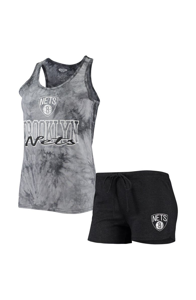 CONCEPTS SPORT Women's Concepts Sport Charcoal Brooklyn Nets Billboard Racerback Tank Top & Shorts Sleep Set, Main, color, Charcoal