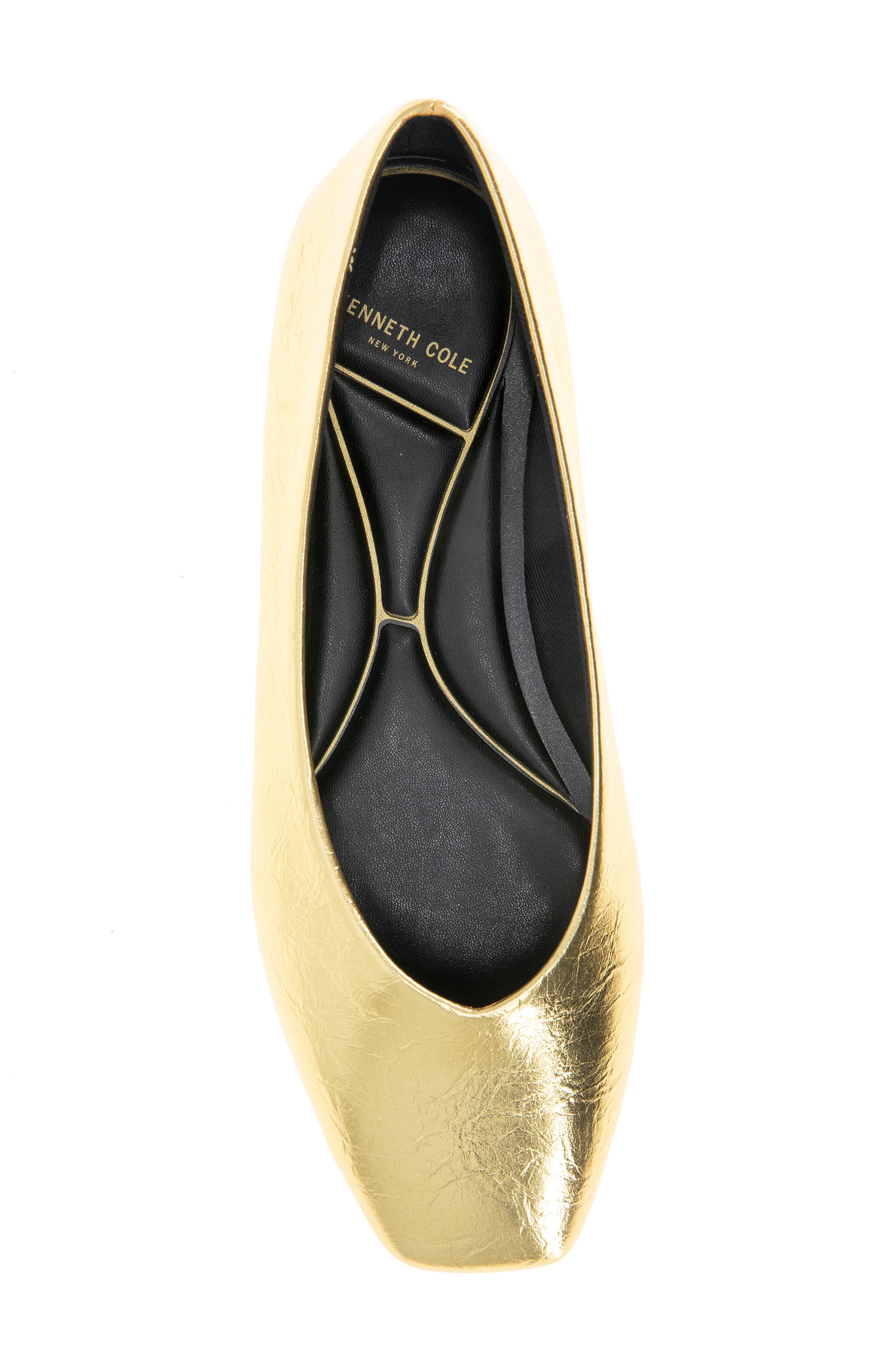 Kenneth Cole Johanna Square Toe Flat, Alternate, color, Gold