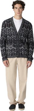 Missoni Cotton Chevron Cardigan With Ribbed Trims
