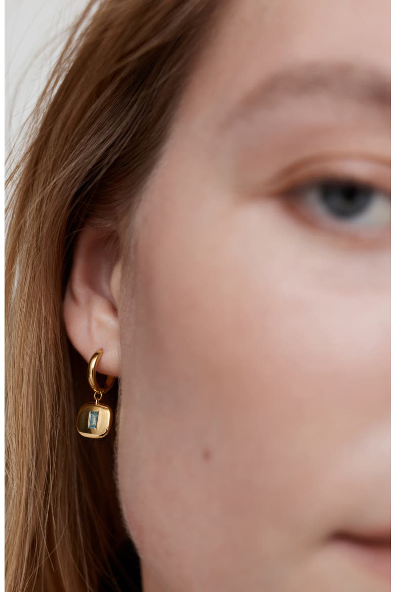 Small Gemdrop Hoop Earrings, Alternate, color, 18K GOLD VERMEIL / BLUE TOPAZ