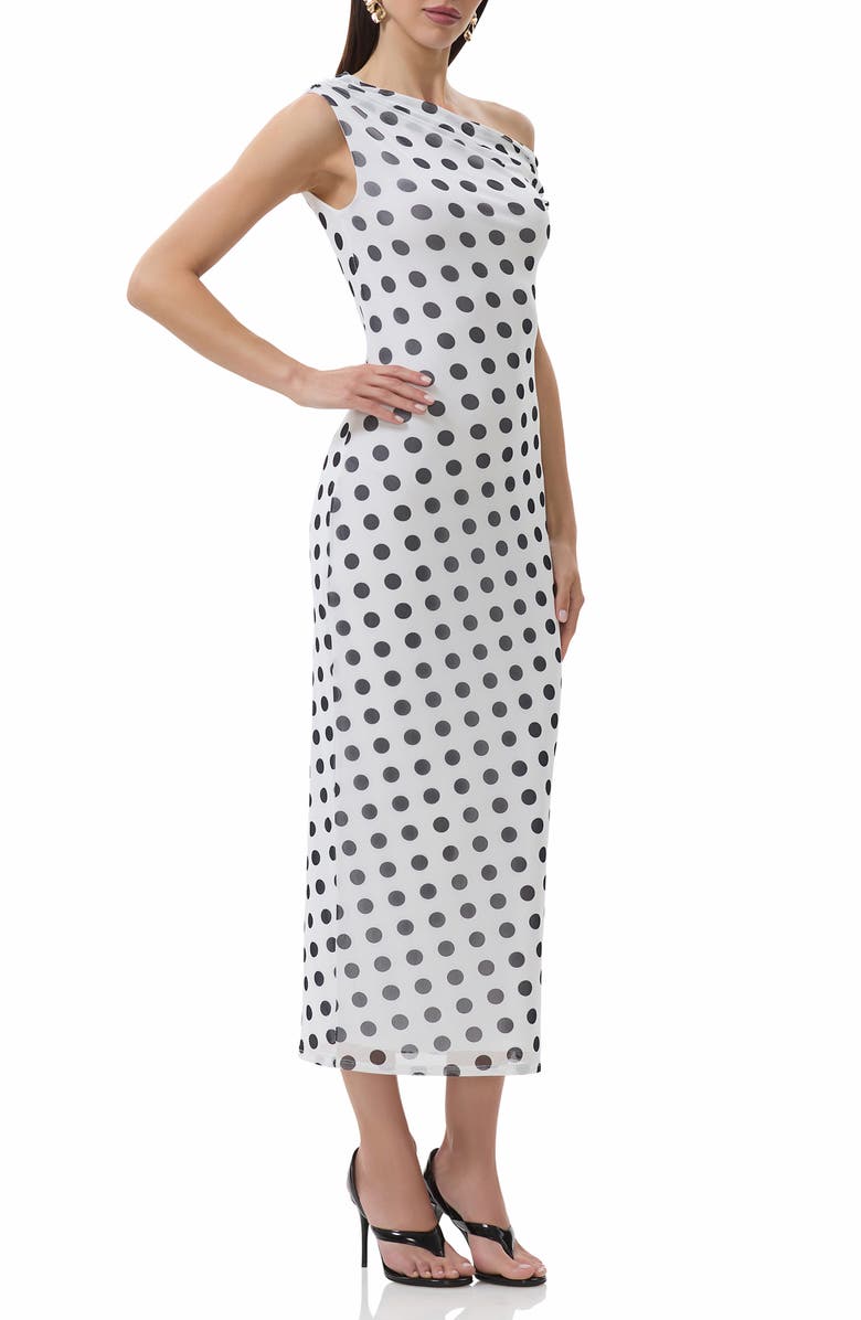 AFRM Holden One-Shoulder Stretch Mesh Dress, Alternate, color, Blanc Dot