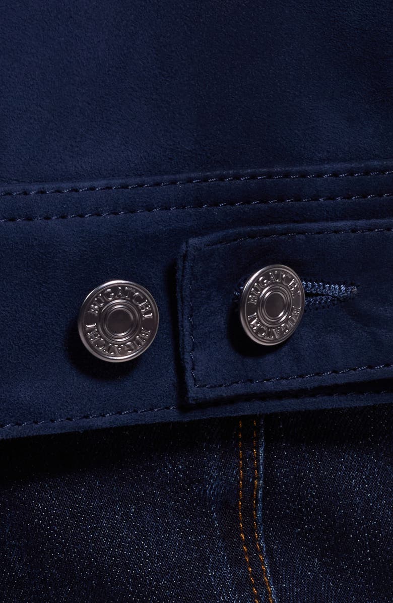 Bugatchi Hybrid Leather Trucker Jacket, Alternate, color, Navy