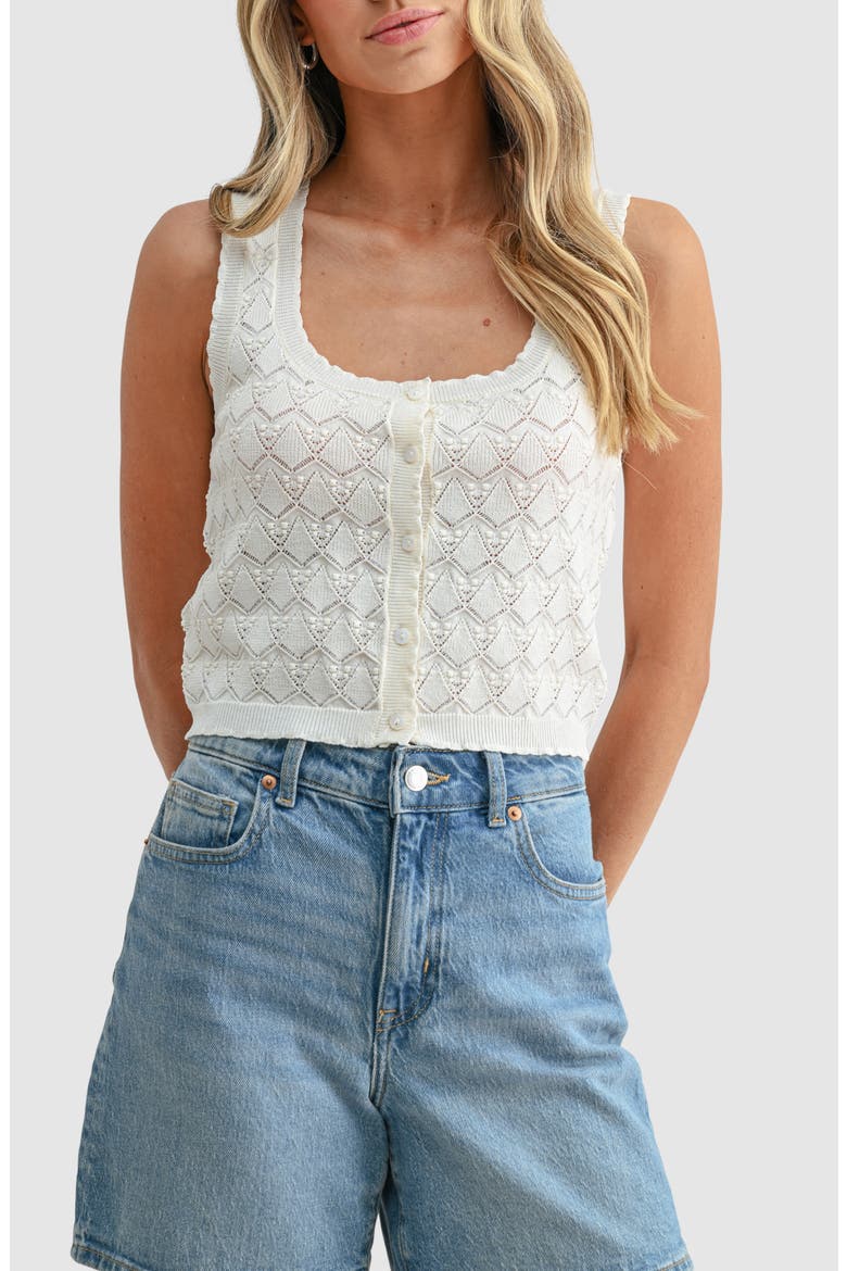 Pointelle Button Front Sweater Tank, Main, color, CREAM