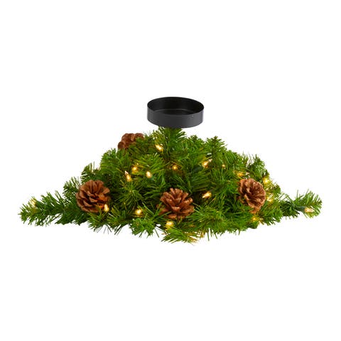 16-in Christmas Pine Candelabrum with 35 Lights and Pine Cones