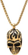 STEELTIME Men's 18K Gold Plated Stainless Steel Skull Pendant Necklace