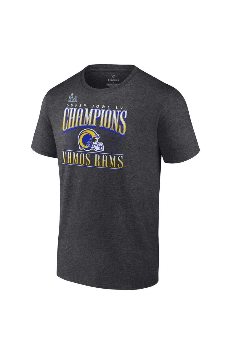 FANATICS Men's Fanatics Branded Heathered Charcoal Los Angeles Rams Super Bowl LVI Champions Hometown Game Plan T-Shirt, Alternate, color, 