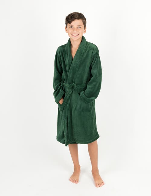 Leveret Kids Fleece Robe, Shawl Collar, Solid Colors In Green