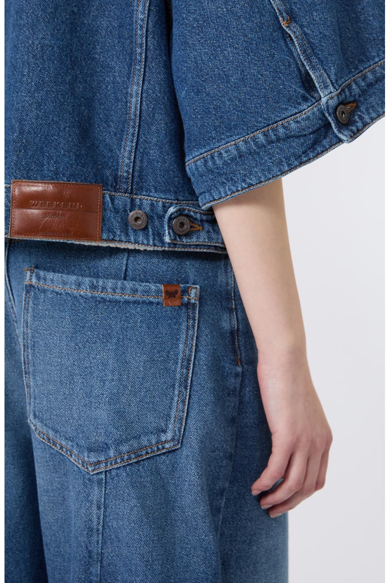 Liuti Crop Denim Jacket, Alternate, color, NAVY
