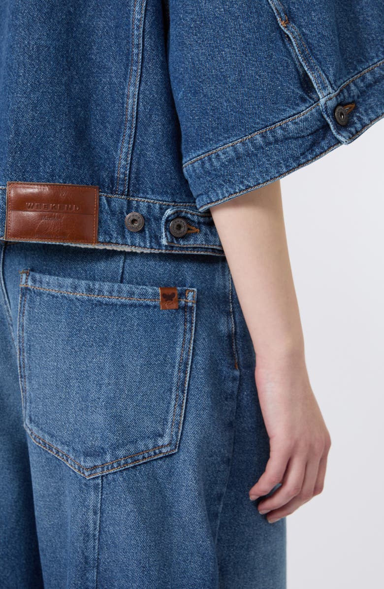 Weekend Max Mara Liuti Crop Denim Jacket, Alternate, color, Navy