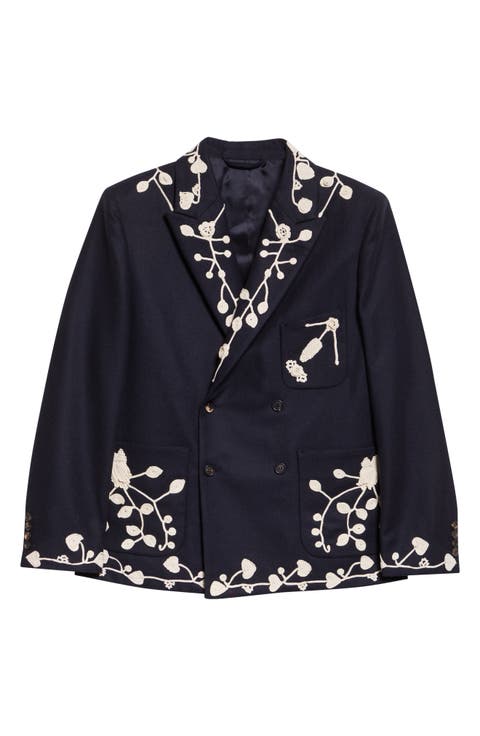 Snowdrop Appliqué Wool Blend Sport Coat