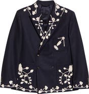 Bode Snowdrop Appliqué Wool Blend Sport Coat