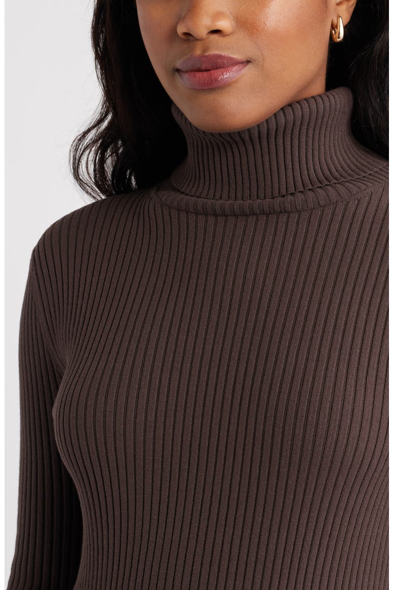 open edit rib long sleeve turtleneck sweater dress Rib Long Sleeve Turtleneck Sweater Dress (Women)