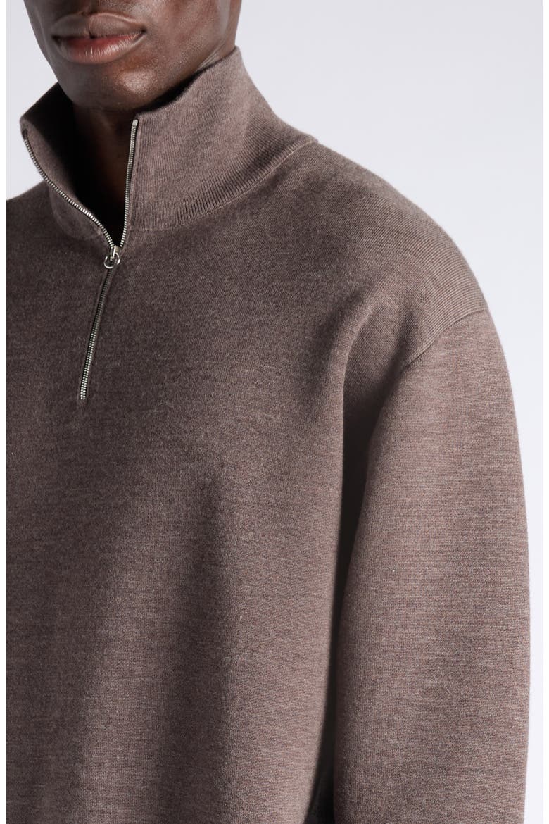 Oversize Double Knit Wool Quarter Zip Sweater, Alternate, color, 2185 MILK CHOCOLATE