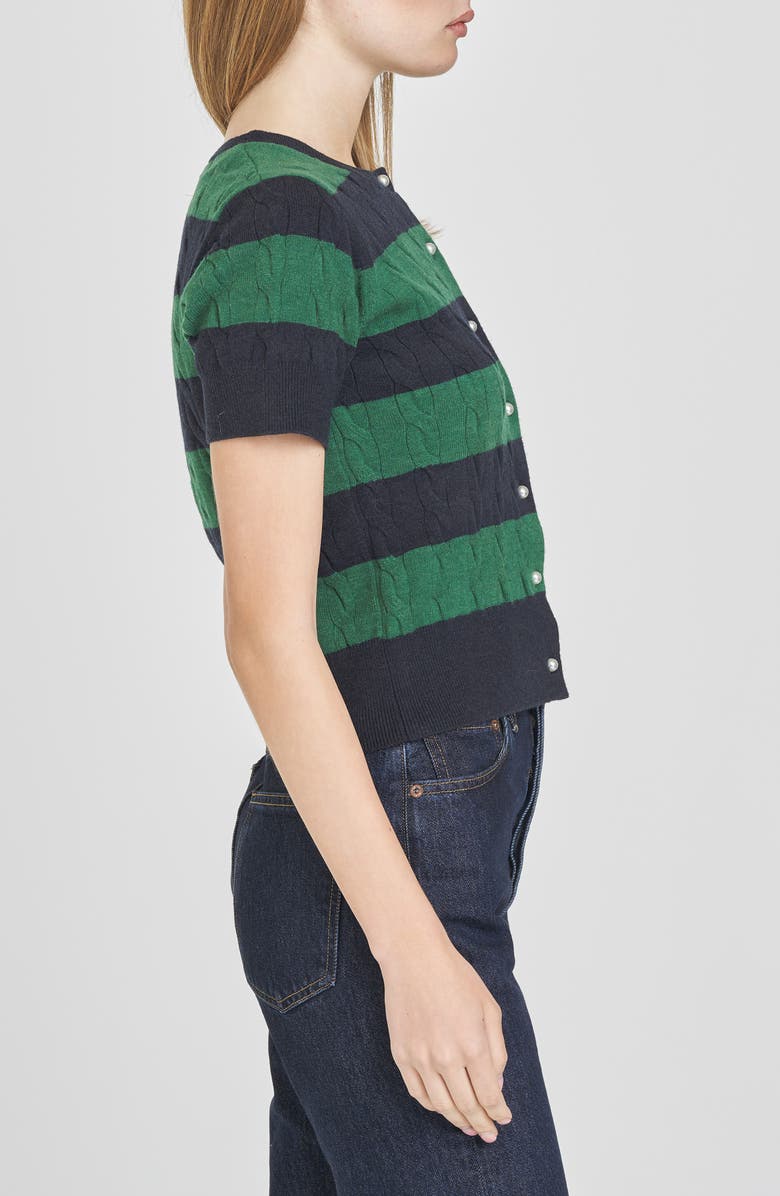 WAYF Lucille Stripe Cable Cardigan, Alternate, color, Navy Stripe