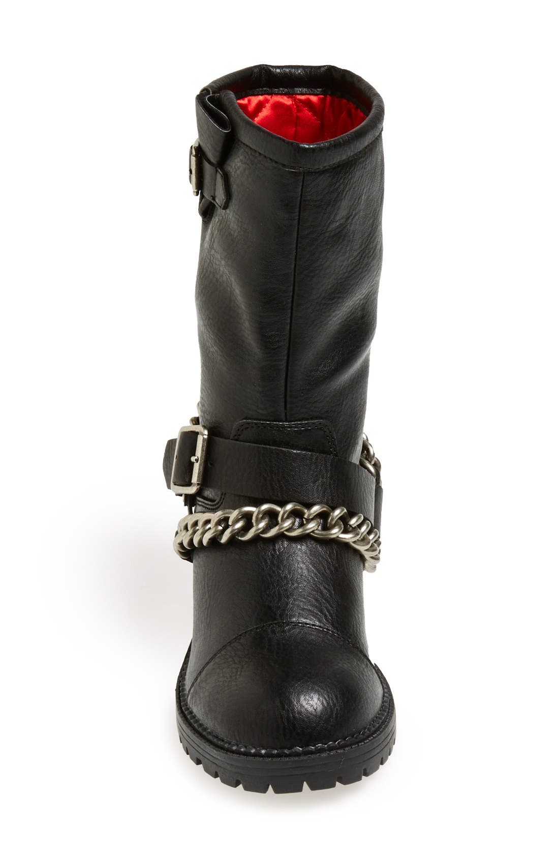 KENDALL + KYLIE Madden Girl 'Bedforrd' Chain Wrapped Biker Bootie, Alternate, color, BLACK