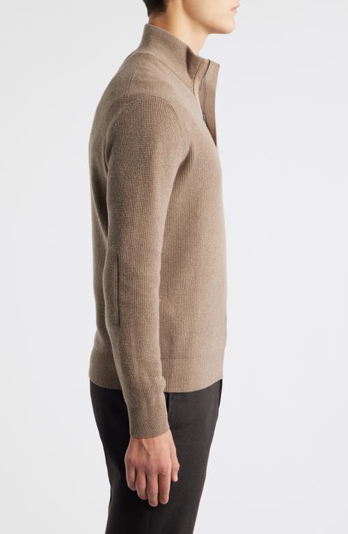 Canali Quarter Zip Wool & Cashmere Blend Sweater In Brown