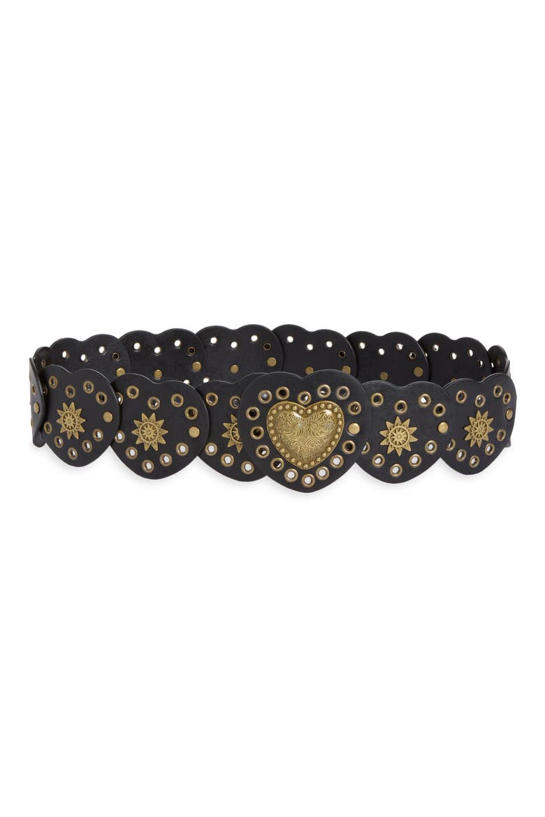 Heart Grommet Circle Belt, Main, color, BLACK