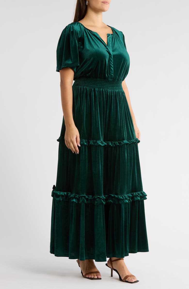 SUGARLIPS Juliete Velvet Palmer Tiered Maxi Dress, Alternate, color,