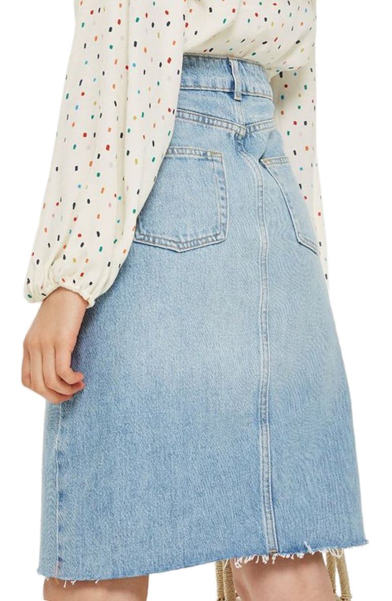 Topshop Denim Midi Skirt, Alternate, color, 