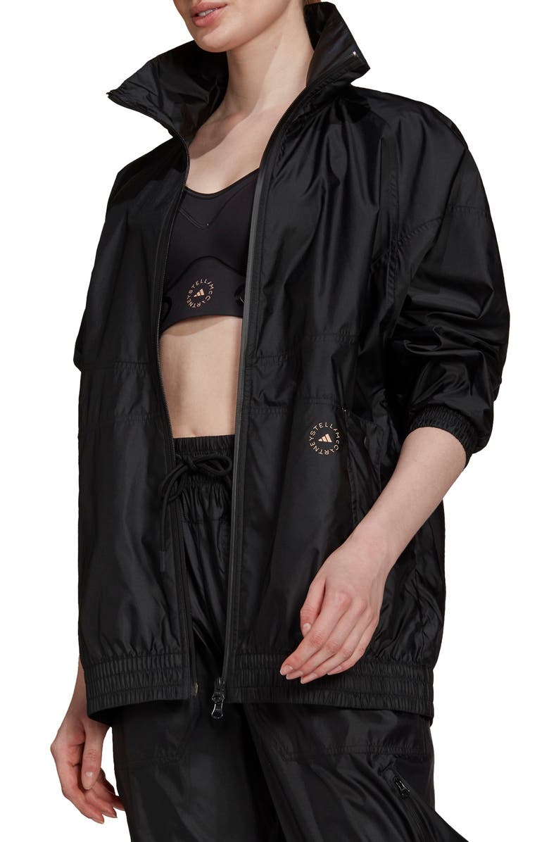 adidas by Stella McCartney Shiny Track Jacket, Alternate, color, Black