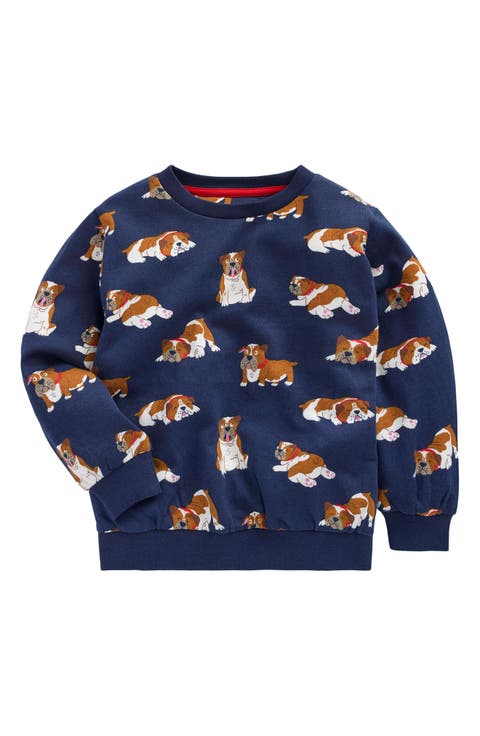 Kids' Bulldog Print Cotton Crewneck Sweatshirt (Toddler & Little Kid)