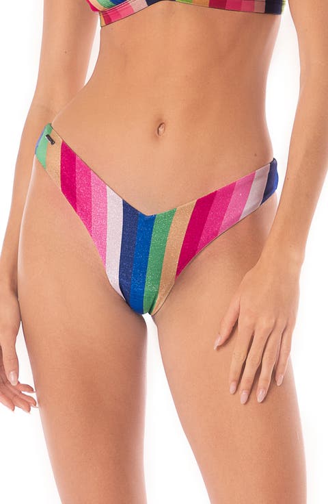 Candy Stripes Valerya High Cut Bikini Bottoms