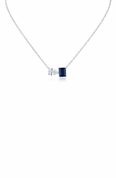 CZ by Kenneth Jay Lane Cubic Zirconia Two-Stone Pendant Necklace