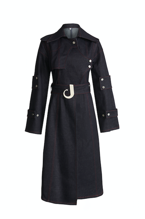 Jendue Chaby Trench Coat In Deep Blue
