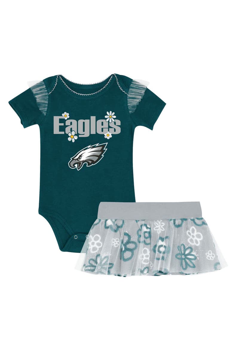 Outerstuff Girls Infant Outerstuff Philadelphia Eagles My Team Rocks Bodysuit and Skirt Set, Main, color, Green