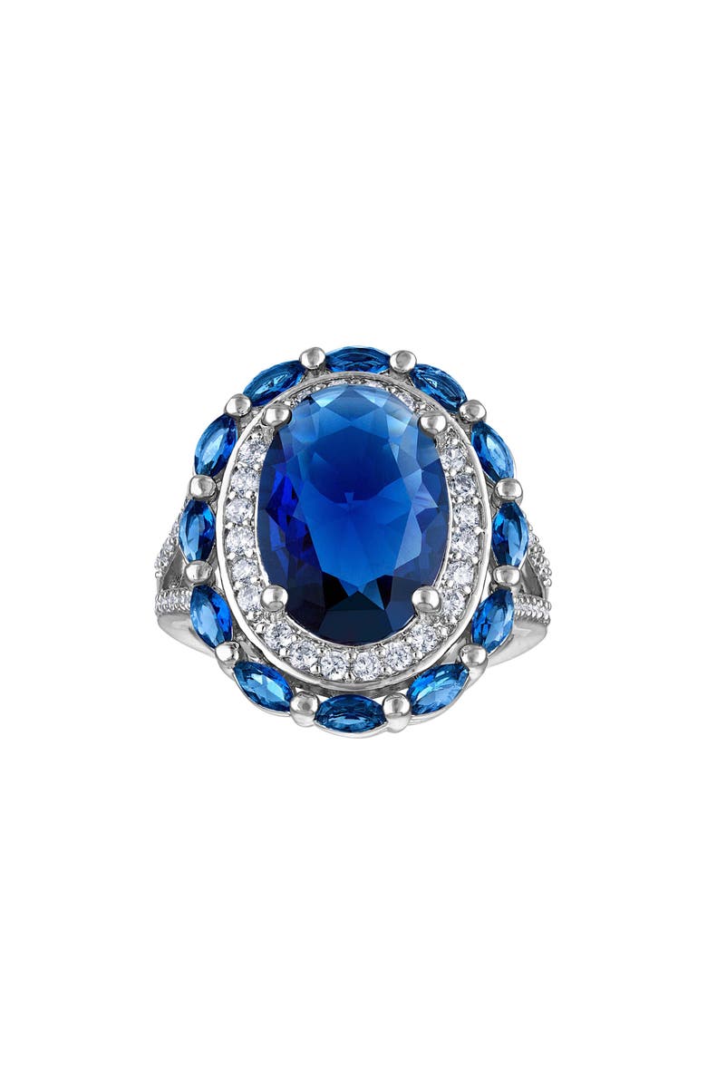 FZN Halo Sapphire & Cubic Zirconia Ring, Main, color, White