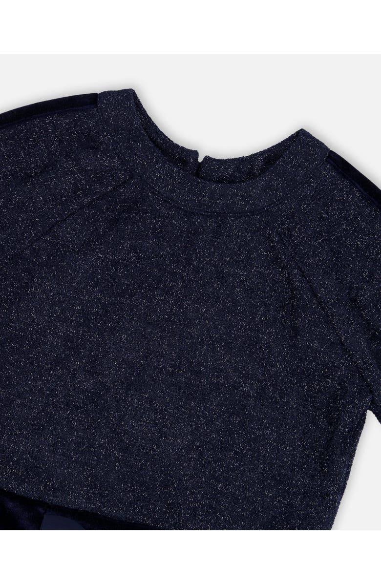 Deux par Deux 3/4 Sleeve Lurex Dress, Alternate, color, Navy Blue