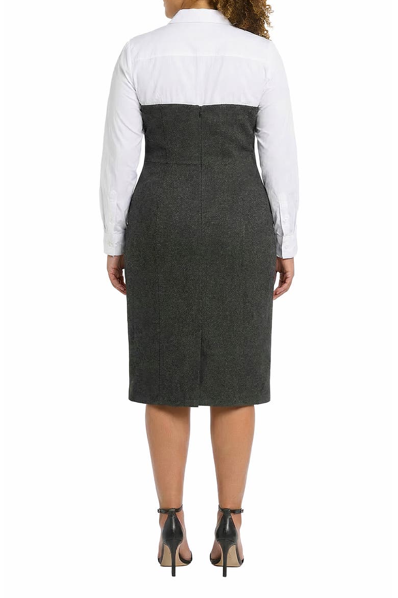 Mixed Media Sheath Dress, Alternate, color, GREY MULTI/ WHITE