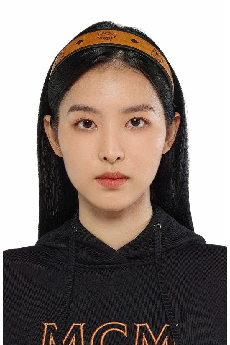 Headband in Visetos, Alternate, color, Cognac