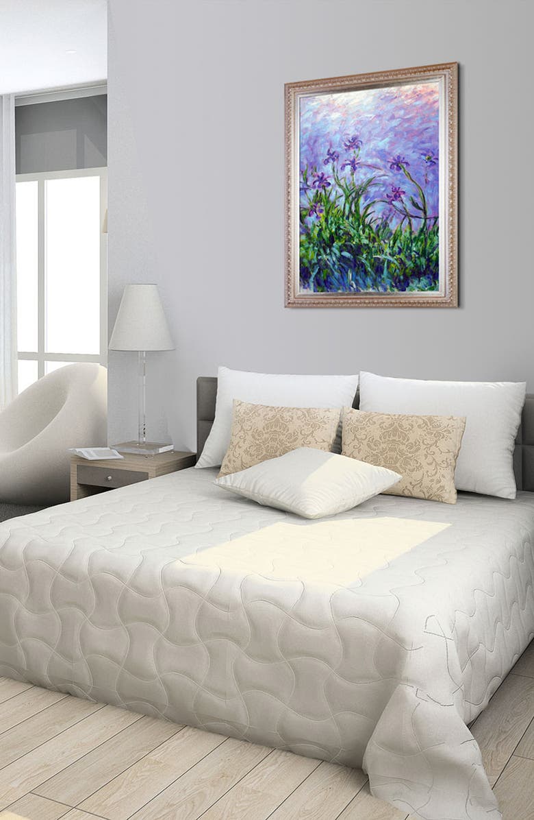 OVERSTOCK ART 'Lilac Irises' by Claude Monet Framed Oil Painting Reproduction, Alternate, color,