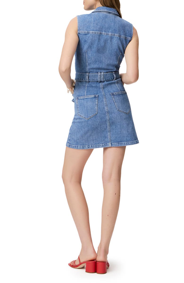 PAIGE Kelsee Tie Belt Sleeveless Denim Mini Shirtdress, Alternate, color, Viva