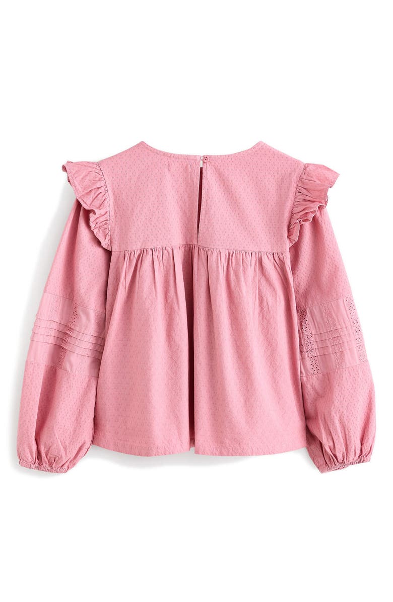 NEXT Kids' Embroidered Cotton Ruffle Shoulder Top, Alternate, color, 