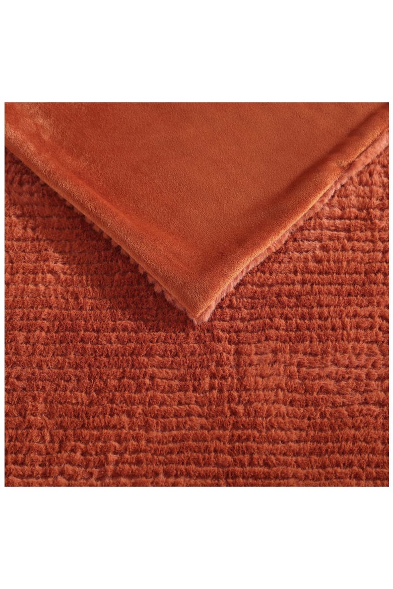 Rib Knit Throw Blanket, Alternate, color, DARK ORANGE