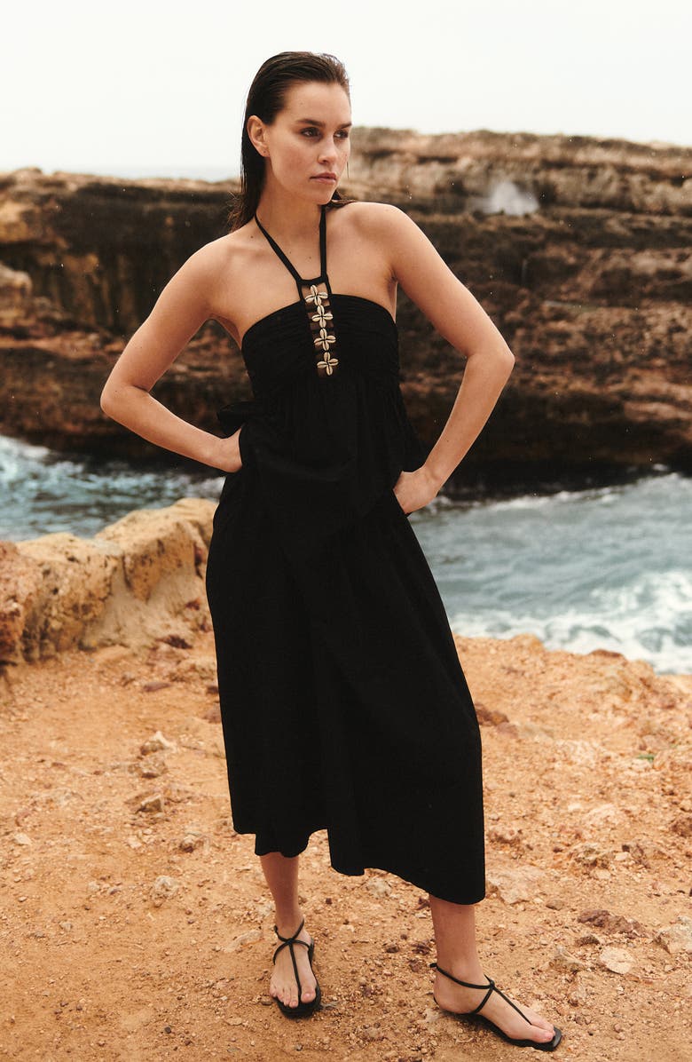 Rails Palazzo Halter Midi Dress, Alternate, color, Black