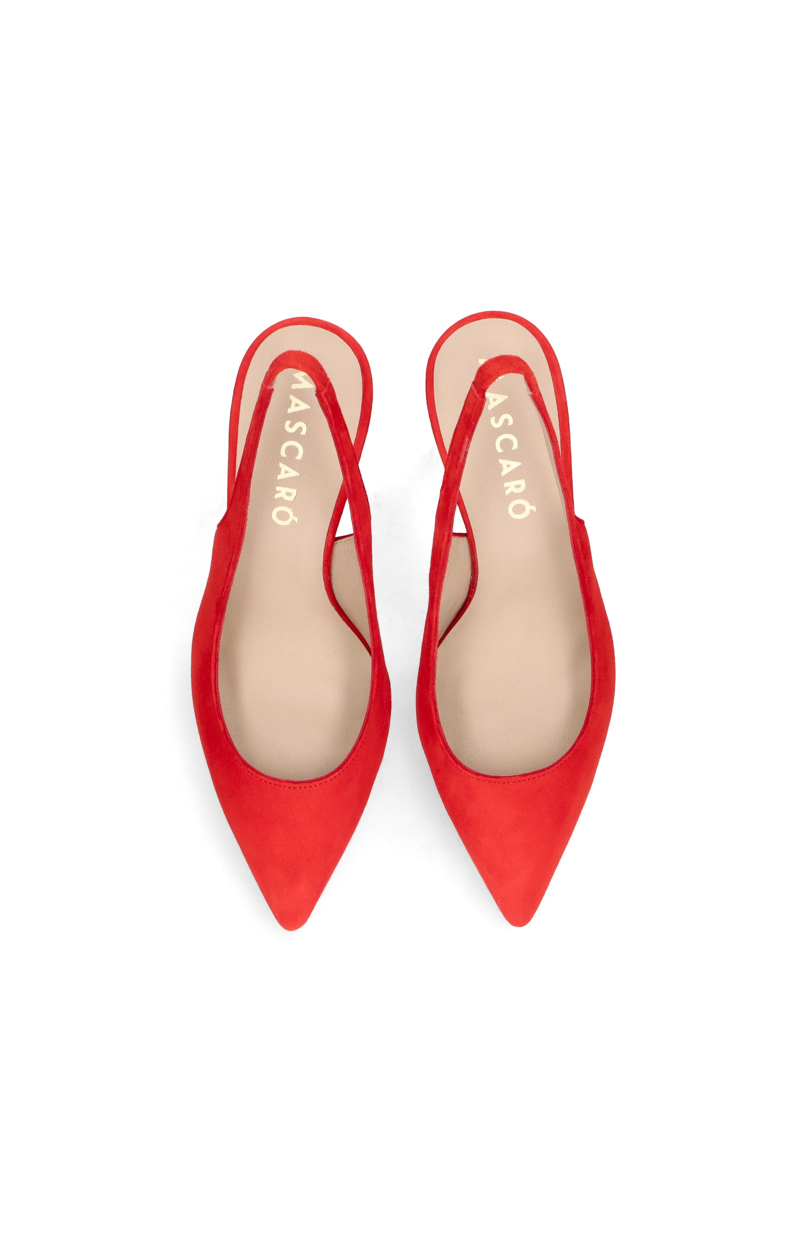 Suede Pointed Toe Slingback, Main, color, Red