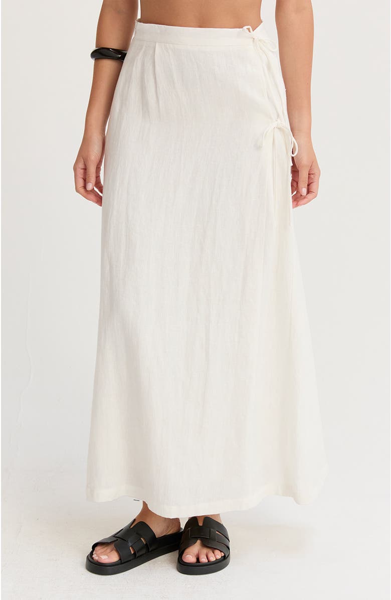 CRESCENT Faux Wrap Linen Maxi Skirt, Main, color,