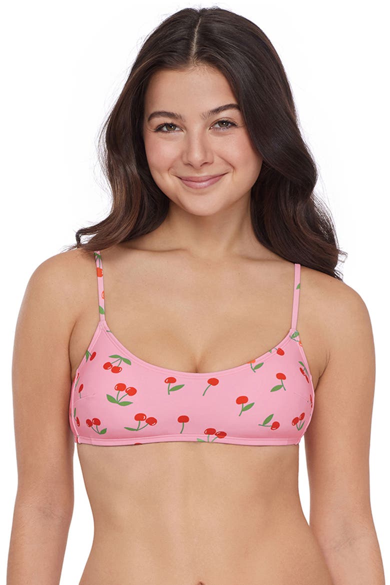 Scoop Bralette Bikini Top With Adjustable Straps, Main, color, Very Cherry