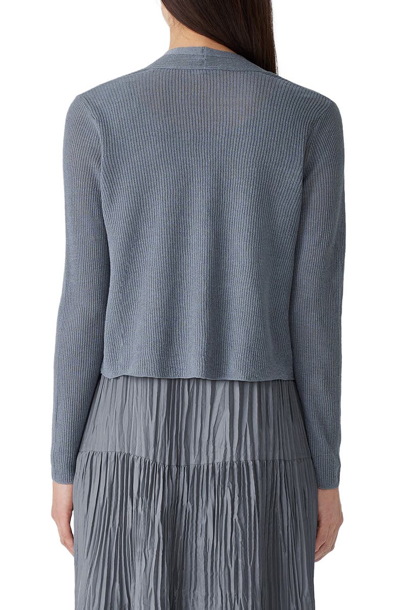 Eileen Fisher Ribbed Organic Linen & Cotton Cardigan, Alternate, color, Steel