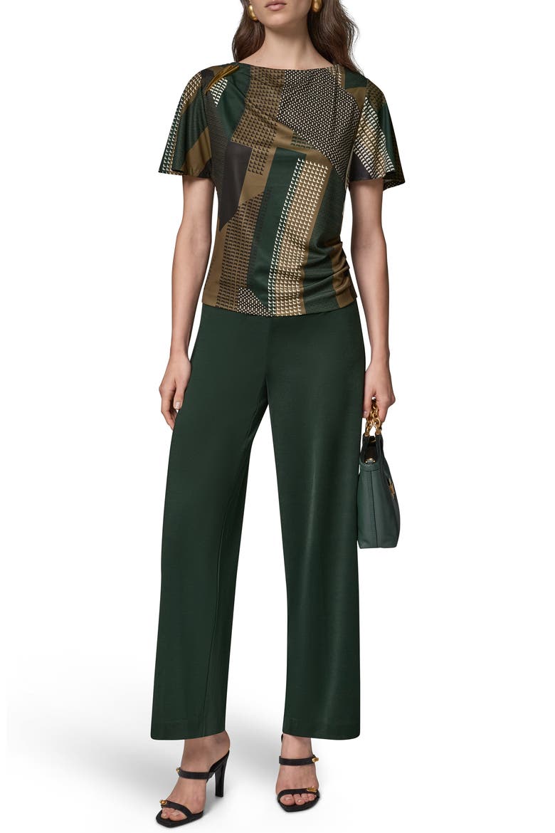 Ruched Boat Neck Jersey Top, Alternate, color, OLV BRINE/