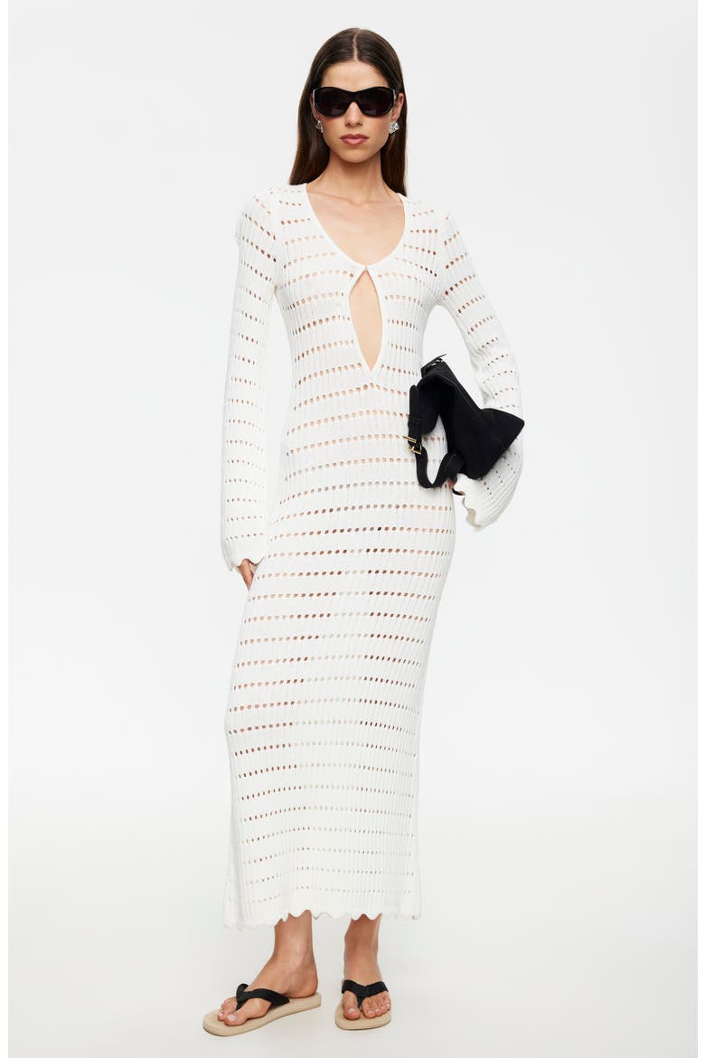 Leisure Open Stitch Long Sleeve Maxi Sweater Dress, Alternate, color, PORCELAIN