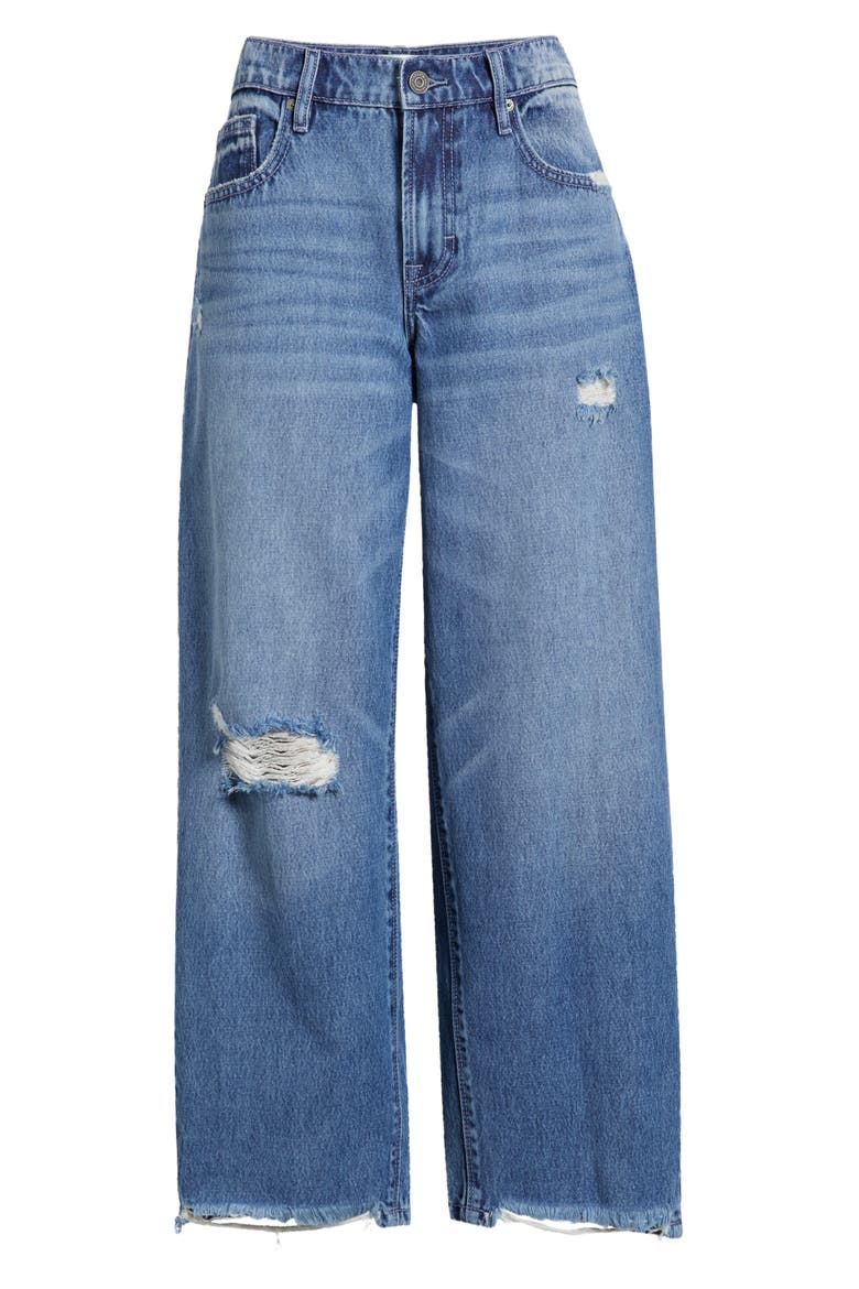 Baggy Distressed High Waist Wide Leg Jeans, Alternate, color, DK WASH