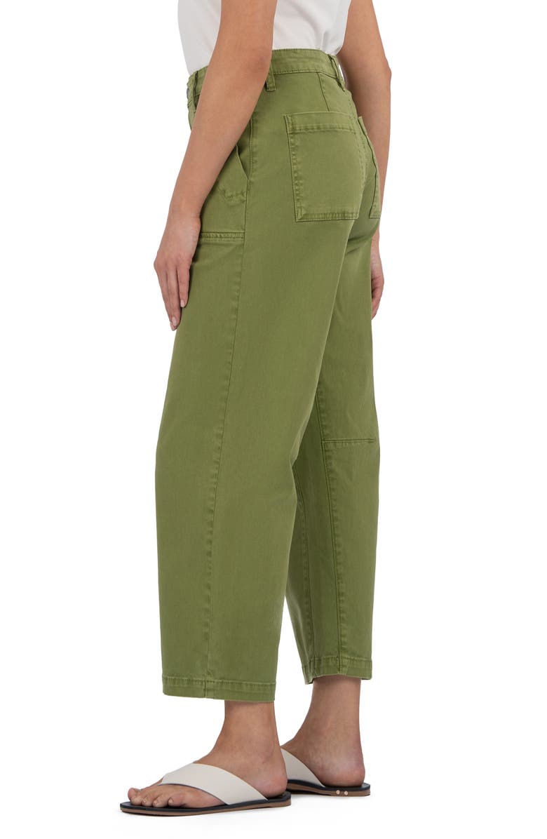 KUT from the Kloth Ashton Crop Barrel Linen Blend Pants, Alternate, color, Kiwi