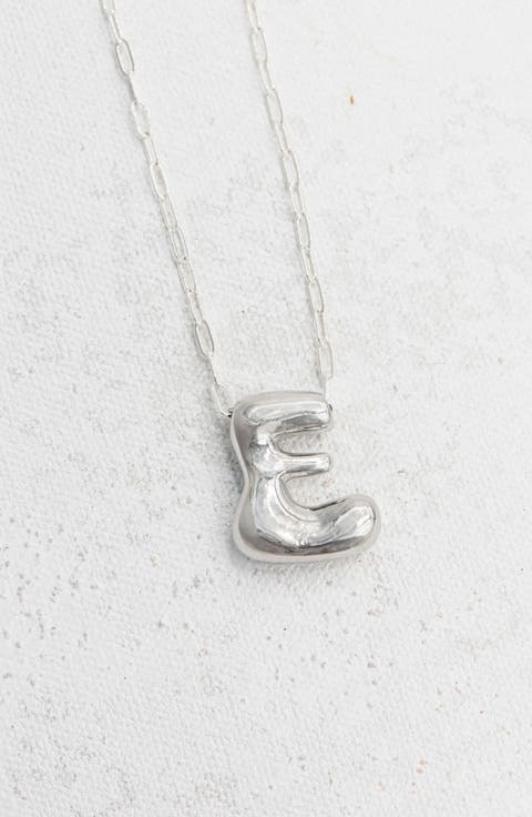 Small Paperclip Necklace with Silver Letter Charm