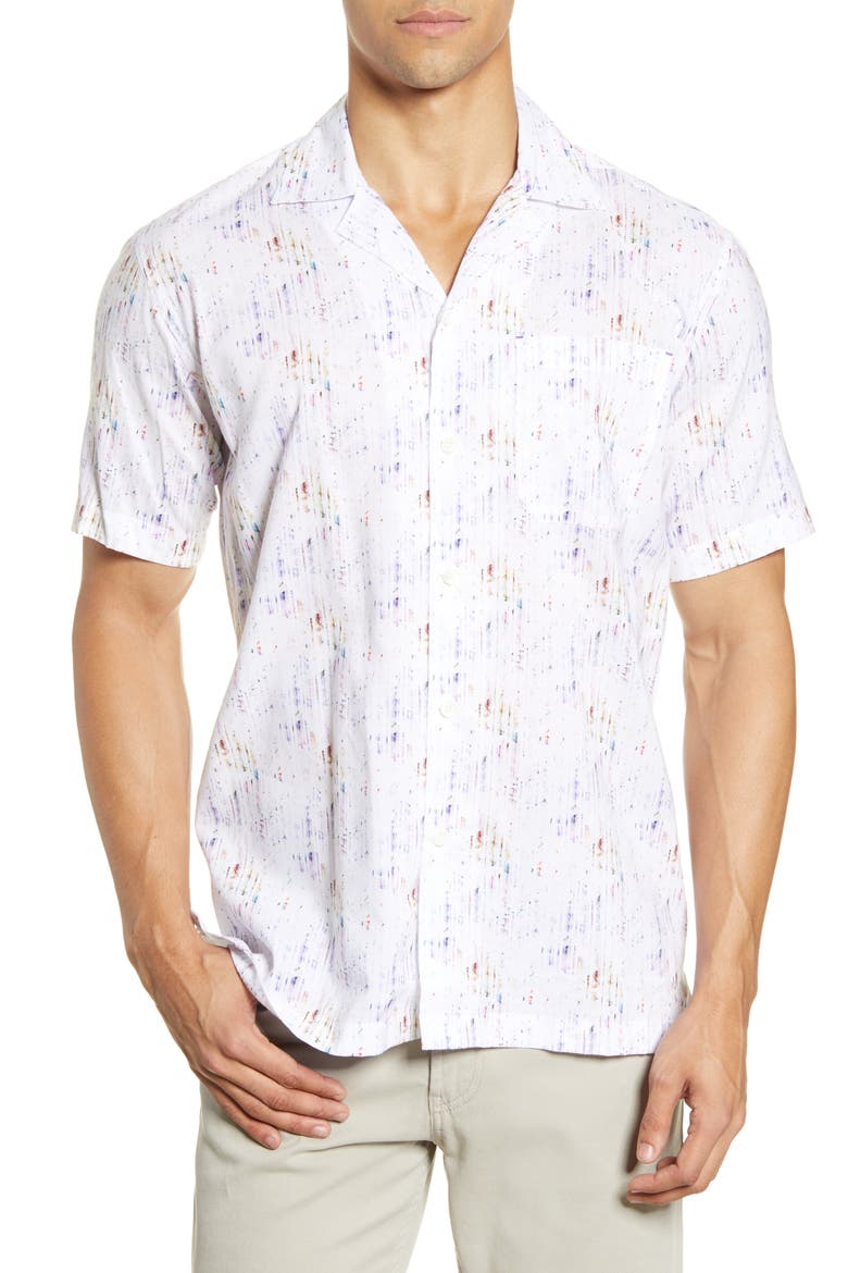 Shaped Fit Short Sleeve Button-Up Camp Shirt, Main, color, MULTI