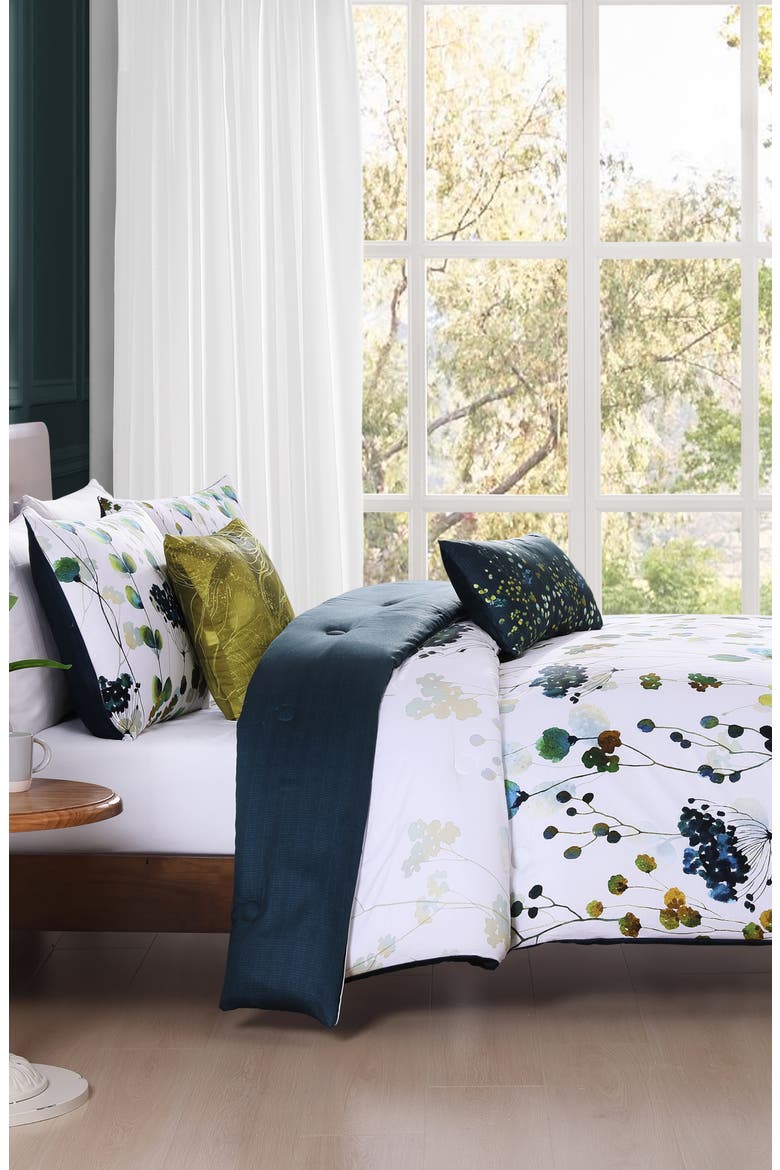 Abstract Vines Cotton Reversible Comforter Set, Alternate, color, BLUE