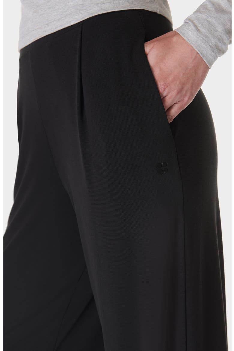At Ease Pleated Wide Leg Pants, Alternate, color, BLACK